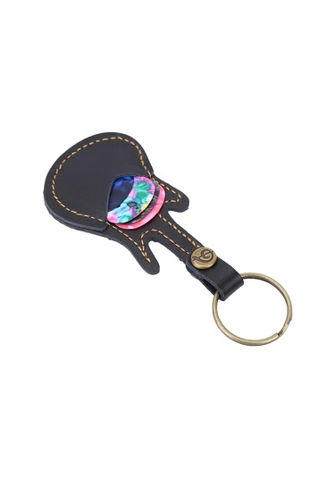 Pena Tutucu Gitar Anahtarlık Kılıfı Deri Çanta Siyah B Diğer