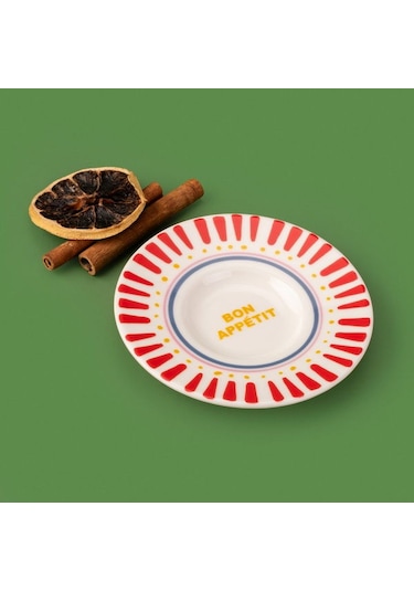 Evidea Kitchen Bon Appetit Çay Tabağı - Renkli - 13 Cm Renkli Çok Renkli