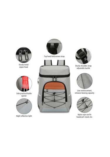 Moveevo Outdoor Kampanya Soğuk Saklama Çantası Isı Yalıtımlı Su Geçirmez Büyük Boy Piknik Yemek Çantası Logolu Özel Tasarım Gri