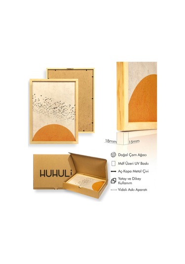 Huhuli Ahşap Çerçeveli 3 Lü Modern Tablo Huhu423