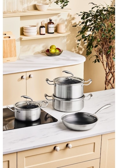 Karaca  Powersteel 5Ply 316+ İndüksiyon Tabanlı 7 Parça Çelik Tencere Seti