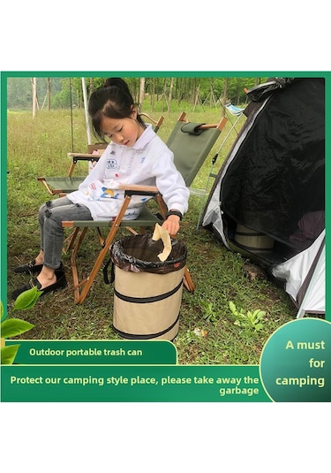 Mufunye Taşınabilir Folding Çöp Kutusu - Kamp, Bahçe, Bahçe Çalışmaları İçin Yeşil Mini D34 S Kelepçe Desenli Taşınabilir Çöp Konteyneri