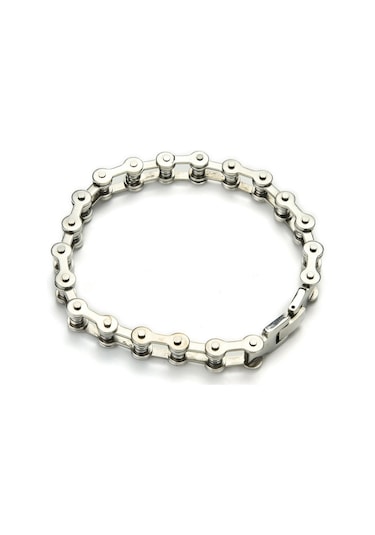 Punk Paslanmaz Çelik Bilezik Erkekler Biker Bisiklet Motosiklet Zincir Bilezikler 8.5 Gümüş