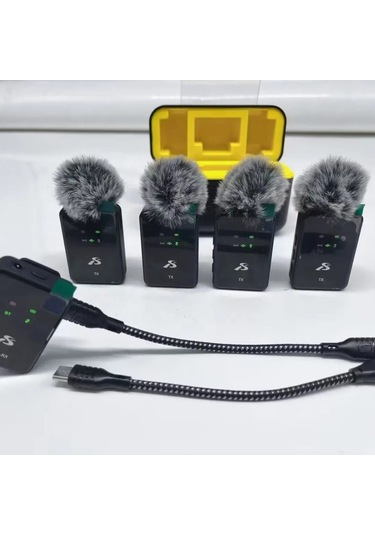 Sx13 4 Mikrofonlu Iphone Ve Type-c Uyumlu Kablosuz Yaka Mikrofonu