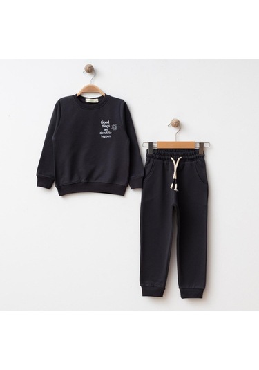 Bebolly 2li Takım Good Things Baskılı Füme-13139 Füme