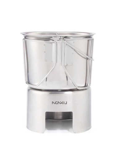 Createtech Kamp Sobası, Paslanmaz Çelik Matara, Sırt Çantası, Açık Hava Gezileri İçin Özel Tencere Seti Gümüş