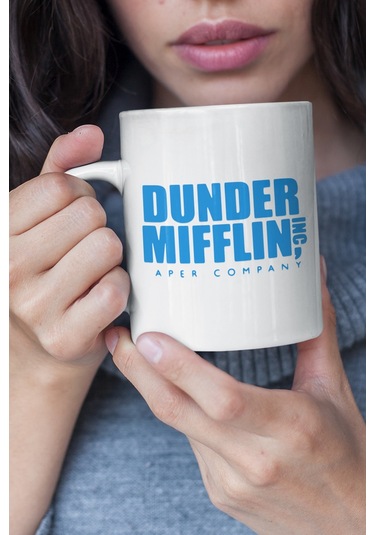 Dunder Mifflin Blue The Office Baskılı Kupa Bardak Koyu Mavi