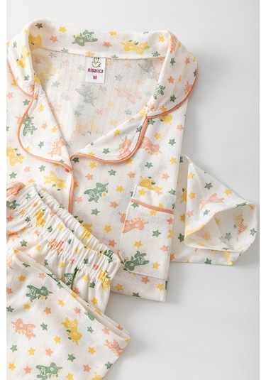 Uzun Kol Gömlek Yaka Kadın Pinterest Pijama Takımı - Mevsimlik Kadın Pijama- Geniş Beden Aralığı Karışık