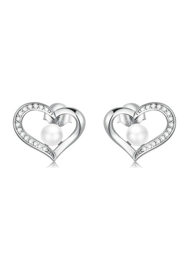 Bamoer Yeni Gelenler 925 Ayar Gümüş Aşk Kabuğu İnci Saplama Küpeler Temizle Cz İle Kadınlar İçin Güzel Takı Yıldönümü Hediyesi A