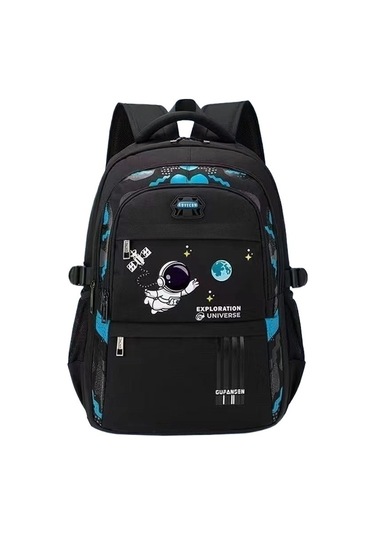 Astronot Tasarımlı İlkokul Ve Ortaokul Sırt Çantası, 1. 2. 3. 4. 5. Ve 6. Sınıf Erkek Ve Kız Öğrenciler İçin Ergonomik Omurga Desteği İle Geniş Kapasiteli Okul Çantası, Dayanıklı Ve Konforlu Sırt Askılı Siyah