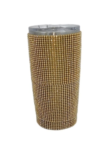 Homyl 600ml Seyahat Elmas Su Şişesi Kupa Vakum Tumbler Altın Altın