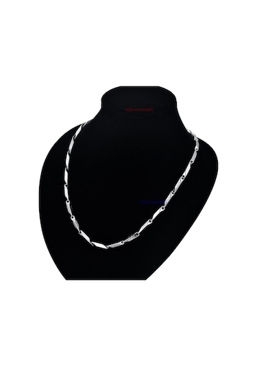 Erkek Çelik Zincir Dıesek Greek Desenli 3 Ml Kolye Gümüş Renk (185790746) Beyaz