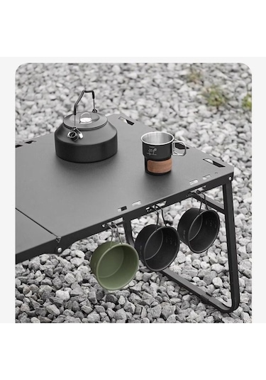 Hidrolik Otomatik Katlanır Kamp Ve Piknik Masası Taşınabilir, Hafif Ve Elde Taşınabilir Siyah