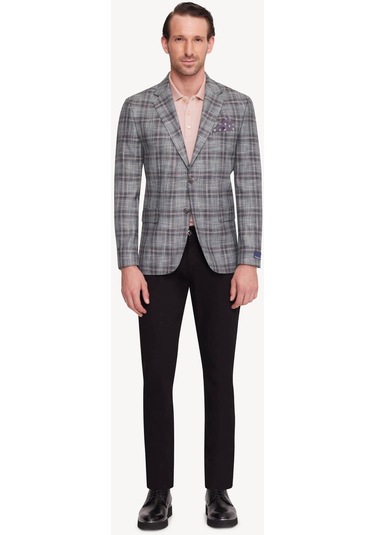 Erkek Yeşil Gri Regular Fit Ekose Ceket 001