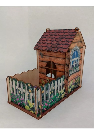 Woodiks Çay Evi Renkli Baskı Daire Şeklinde Yapılmıştır. 222574123 Bej