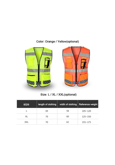 Cepli Ve Fermuarlı Yansıtıcı Güvenlik Yeleği Yüksek Görünürlüklü İnşaat Yeleği Erkekler Kadınlar İçin Nefes Alabilen İş Yeleği