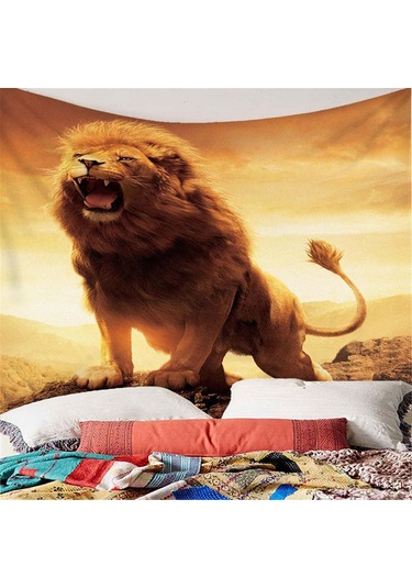 Homyl 3d Hayvan Duvar Dekor Goblen Yatak Odası Oturma Aslan-l