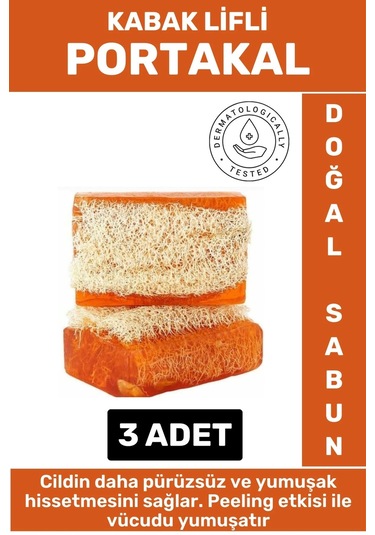 Özel Üretim Masaj Etkili Nemlendirici Kuruluk Giderici Doğal Kabak Lifli Portakal Sabunu 2 Adet