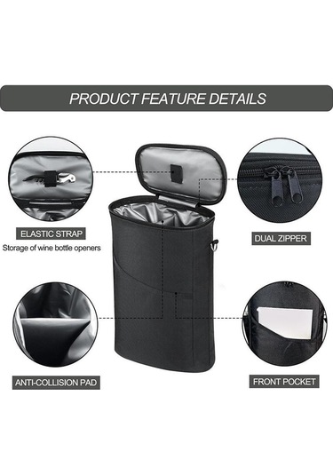 Dolıty 2 Şişe Şarap Tote Çantası Balıkçılık Plaj Açık Siyah Çok Renkli