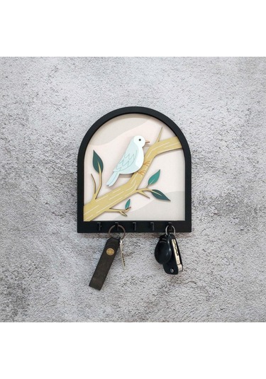 Ağaç Dalında Kuş Katmanlı Tasarım Duvar Askılık Anahtarlık Duvar Dekoru