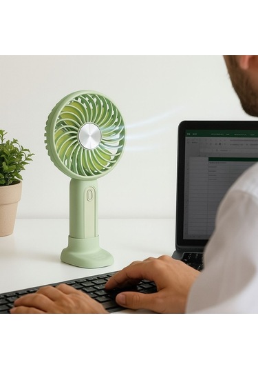 Buffer Masa Üstü Standlı Usb İle Şarj Olabilen 3 Ayarlı Fan Modlu Çanta Tipi El Fanı