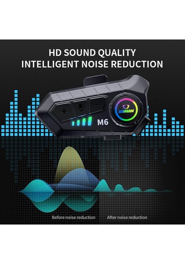 Soman Motosiklet Kaskı Bluetooth Kulaklık Stereo Ses Mikrofonu, Stil: M6-soft Mic