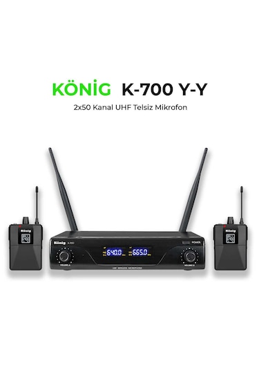 König K-700 Uhf 2x50 Kanal 2 Yaka Kablosuz Mikrofon