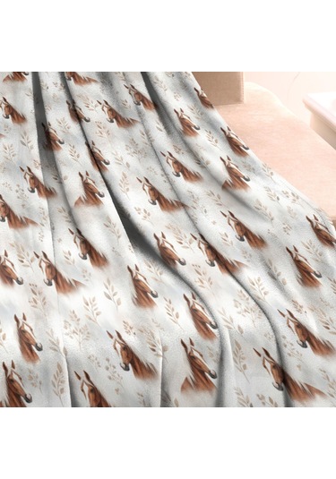 At Desenli 30x40 Flanel Polar Battaniye, Yumuşak Ve Rahat-a8 Horse Floral Head