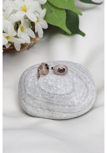 Mrs Flower Topaz Saplama Bordo Küpe Çok Renkli