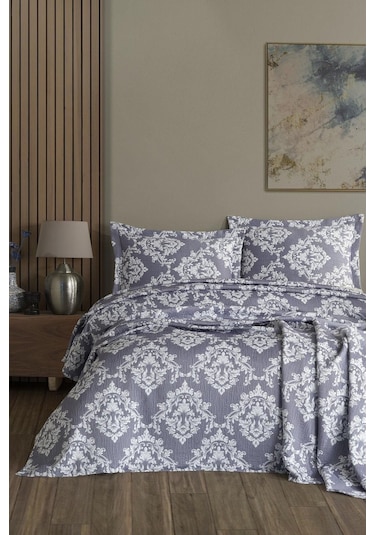 Varol Damasco Çift Kişilk Yatak Örtüsü Grı/cıftkısılık Gri