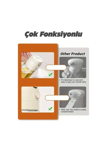 Madamev 2 Adet Çift Fonksiyonlu Cam Yağdanlık 450ml Zeytinyağı Sıvıyağ Şişe Sprey Airfryer Yağlık Si Turuncu