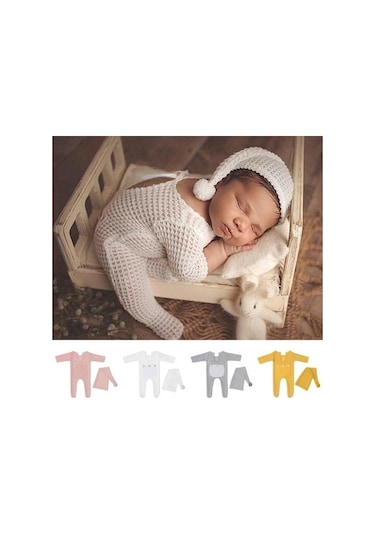 Trendooze Yousheng Yenidoğan Tulum Tığ Takım Sevimli Sahne Romper Pembe Kıyafet Jakarlı Fotoğrafçılığı Fotoğraf Esneklik Desen Büyük Bebekler Bebek 1 Ay Pembe