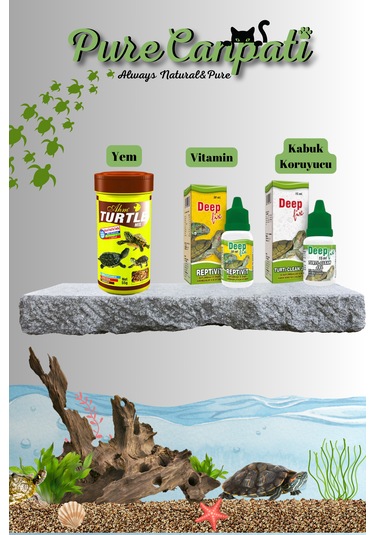 Purecanpati Kaplumbağa Yem Ve Bakım Seti Vitamin,kabuk Koruyucu