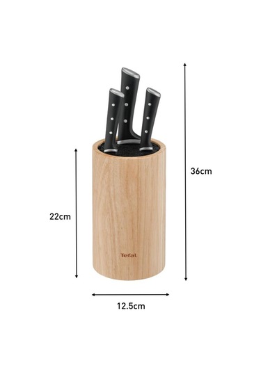 Tefal Ice Force Ahşap Standlı 3'lü Bıçak Seti 001 Siyah