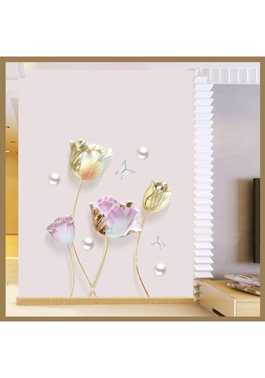 Lale 3d Üç Boyutlu Duvar Çıkartması Yatak Odası Dekorasyonu Sıcak Duvar Kendinden Yapışkanlı Duvar Kağıdı Çıkartması Diğer