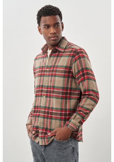 Mürdüm Yünlü Ekose Desen Yumuşak Yaka Cepsiz Uzun Kol Casual Comfort Fit Gömlek 1004245227 Mürdüm Mürdüm Yünlü Ekose Desen Yumuşak Yaka Cepsiz Uzun Kol Casual Comfort Fit Gömlek 1004245227 Mürdüm