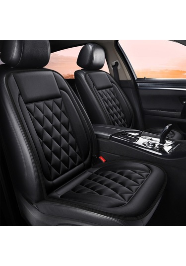 Yaozixa Sıcaklık Ayarlı 12v Elektrikli Otomobil Yastığı - Siyah İki Koltuklu, Hızlı Isıtma, Ev/ofis Uyumlu