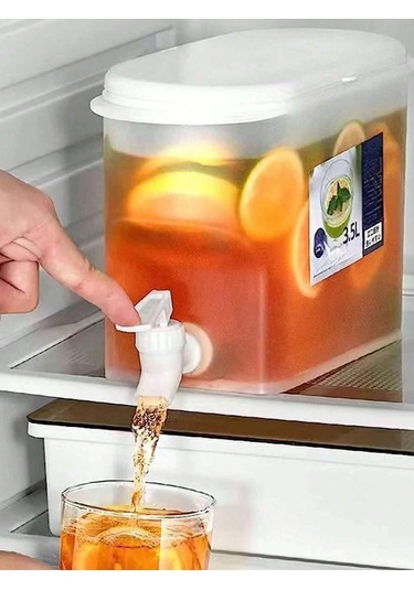 1 Adet Plastik İçecek Dispenseri Tıkaçlı, 1 Galon 3.5 Litre Konteyner, Buzdolabında Musluklu Soğuk Su Isıtıcısı Meyve Çaydanlığı