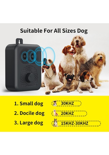 Geeroyoo Siyah Abs Ultrasonik Köpek Kovucu, 32ft Mesafe, 15khz-30khz Frekans, 1200mah Pil, Taşınabilir Tasarım