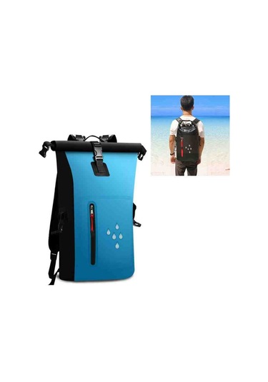 Sones 25l Su Geçirmez Sırt Çantası Su Geçirmez Reflektif Şeritli Kova Çantası Mavi