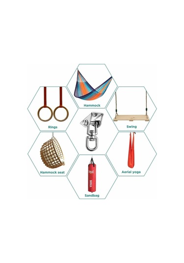 Mufunye 4 Paket Tavan Kancası, 360 Dönebilen Asma Kancaları 304 Paslanmaz Çelik Yük Kapasitesi 500kg Duvar Ankraj Seti Salıncak, Hamak, Yoga, Boks Torbası İçin Karabina