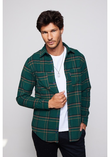 Tudors Slim Fit Dar Kesim Çift Cep Kareli Oduncu Erkek Gömlek-29500-multi Çok Renkli