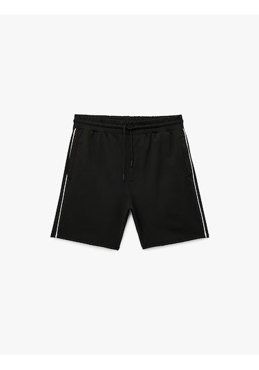 Koton Cep Detaylı Biyeli Beli Bağcıklı Spor Şort Siyah 6wam40039nk Siyah