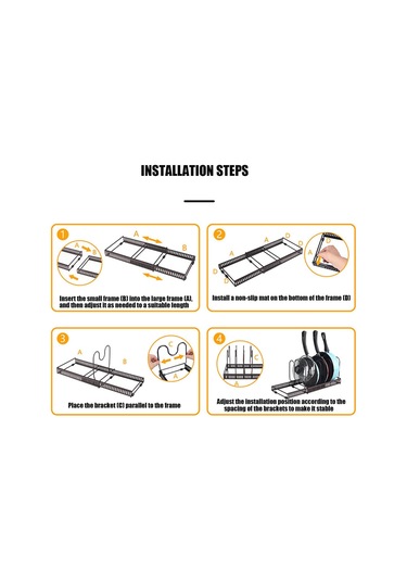 Maiyame Genişletilebilir Demir Mutfak Dolap Organizörü - Tencere, Kapağı, Kesme Tahtası Ve Pişirme Gereçleri İçin 7 Katlı Depolama Rafı Siyah