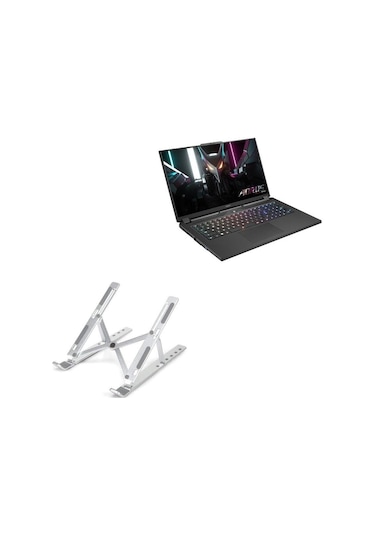 Aorus 17 Kompakt Quickswitch Dizüstü Bilgisayar Standı, Çok Açılı Görüntüleme Katlanabilir Yükseltici Metalik Gümüş