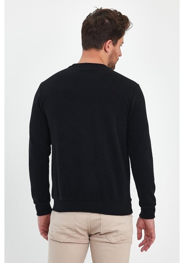 Explode - Erkek Siyah Bisiklet Yaka Kazak-siyah Siyah