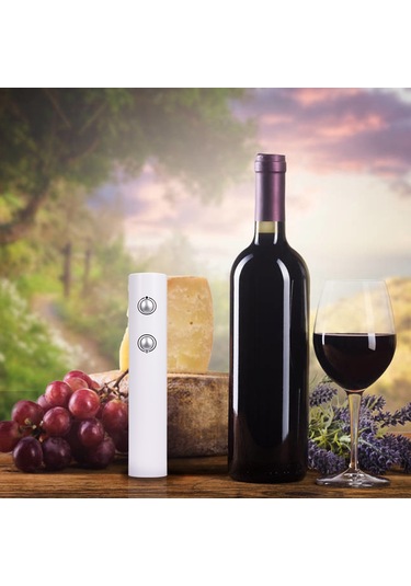 Qingmipy Beyaz Elektrikli Şarap Açıcı, Kesici İle Abs Malzeme, 4 Aa Pil İle Çalışır Pil Yok Siyah