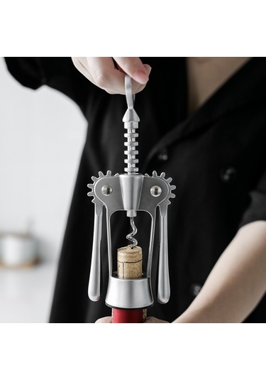 Mutfak Çok Fonksiyonlu Manuel Şarap Çinko Alaşım Şişesi Açıcı, Boyut:çinko Alaşım Gümüşü Diğer