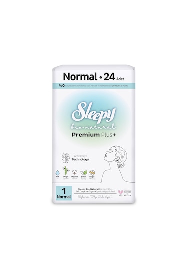 Sleepy Bio Natural Premium Plus Hijyenik Ped Normal 24 Adet Ped