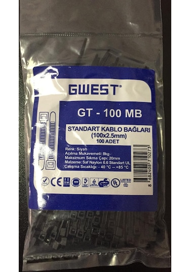 Gwest 2,5x100mm 10cm Renkli Plastik Cırt Kelepçe Kablo Bağı 6renk